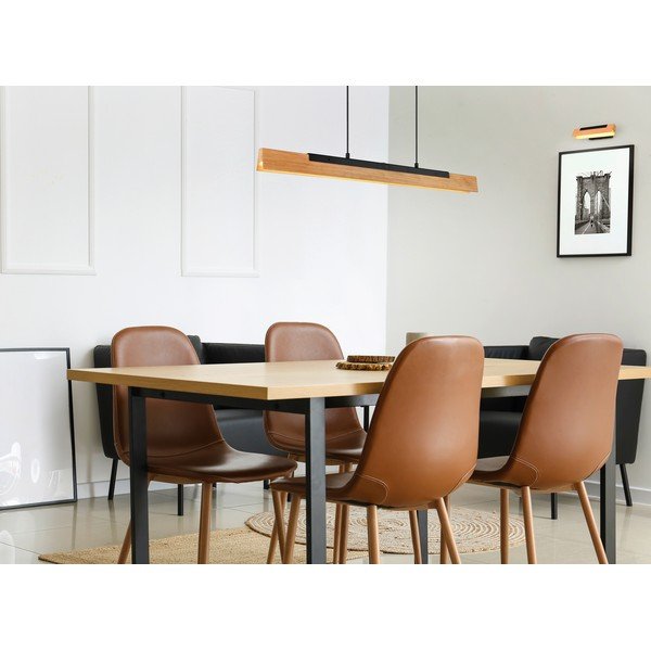 Mat črna LED viseča svetilka z lesenim senčilom Kerala – Trio-image-1