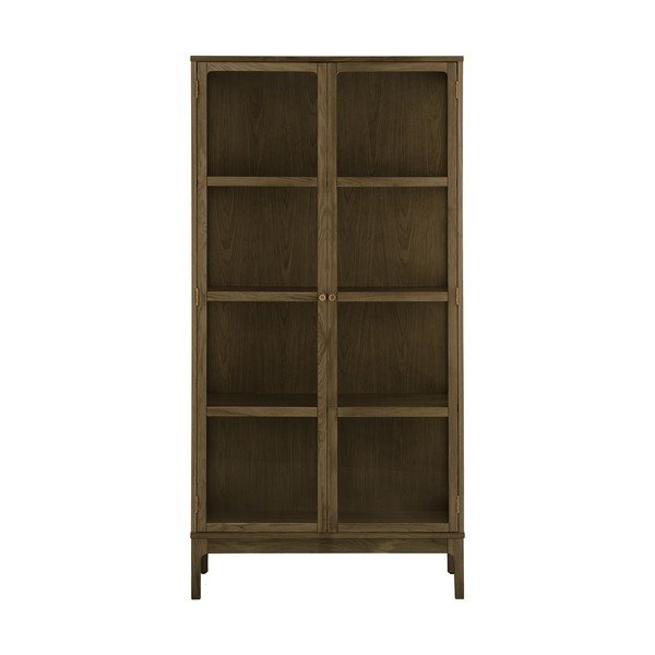 Temno rjava vitrina v hrastovem dekorju 90x180x40 cm Zamora – House Nordic-image-2