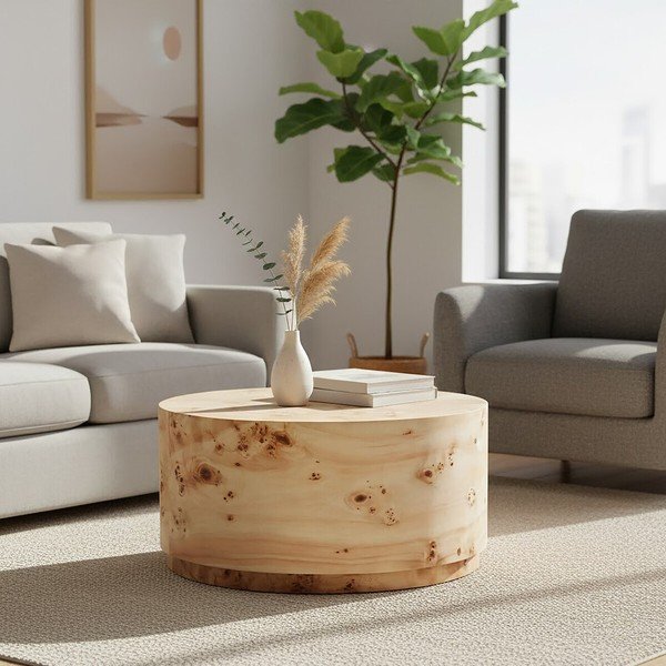 Okrogla klubska mizica v naravni barvi ø 80 cm Mota – Premier Housewares-image-1