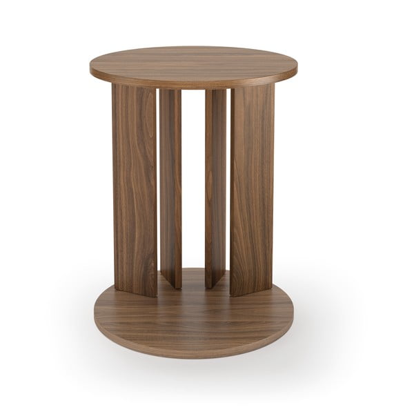 Okrogla klubska mizica s ploščo v dekorju oreha ø 50 cm Nora - TemaHome-image-3