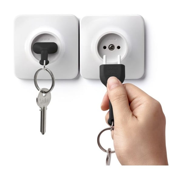 Qualy&CO Obesek za ključe Unplug s črnim obeskom za ključe