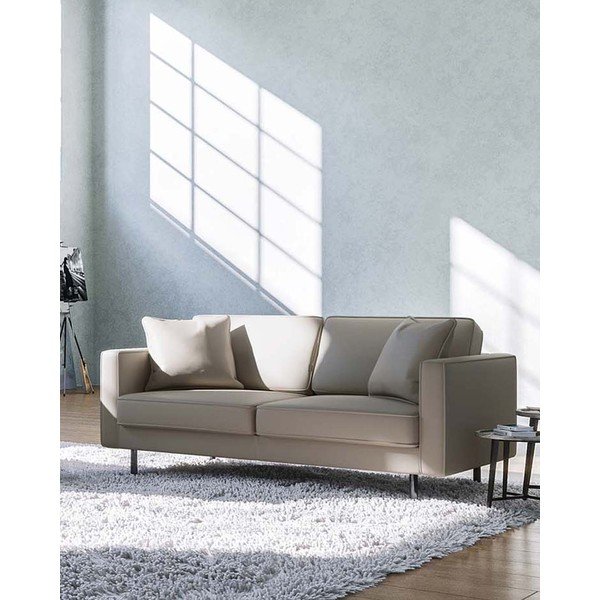Svetlo rjava usnjena sedežna garnitura 207 cm Kobo – MESONICA-image-1