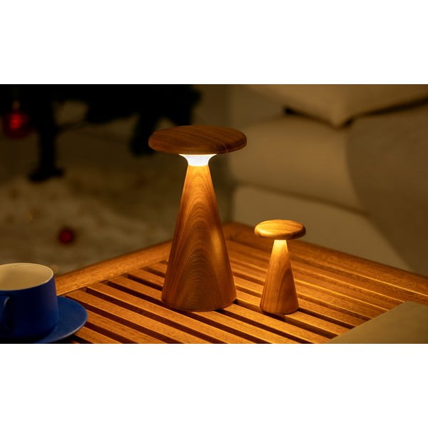 LED namizna svetilka v temni naravni barvi z lesenim senčilom (višina 14 cm) Sylva – Gingko-image-2