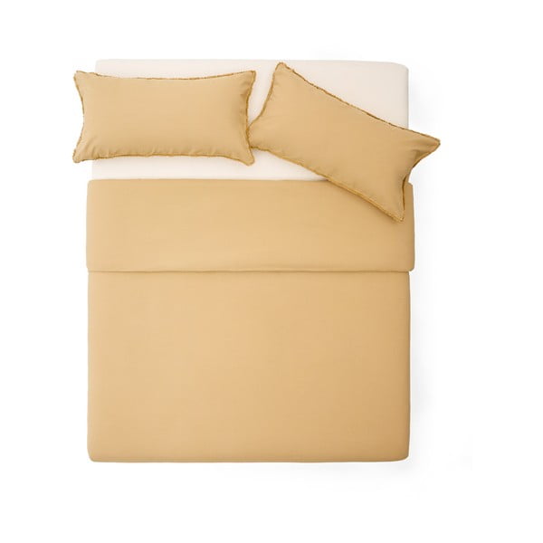 Gorčično rumena podaljšana posteljnina za zakonsko posteljo iz bombažnega perkala 240x220 cm Sifinia – Kave Home