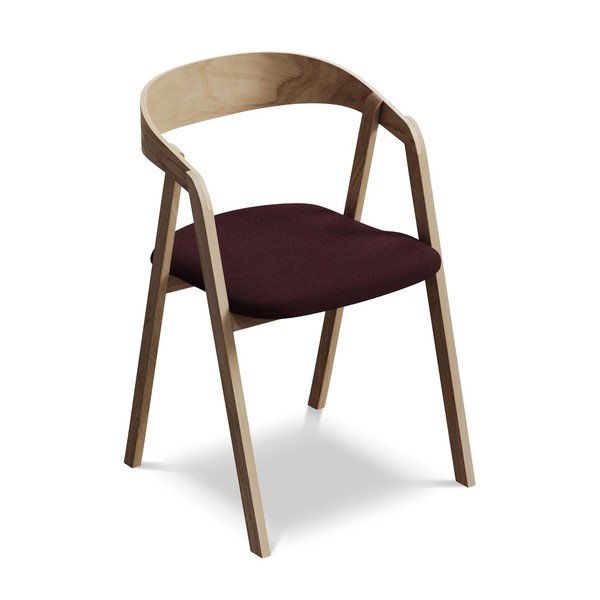 Bordo rdeč jedilni stol iz masivnega lesa Erika – Makamii