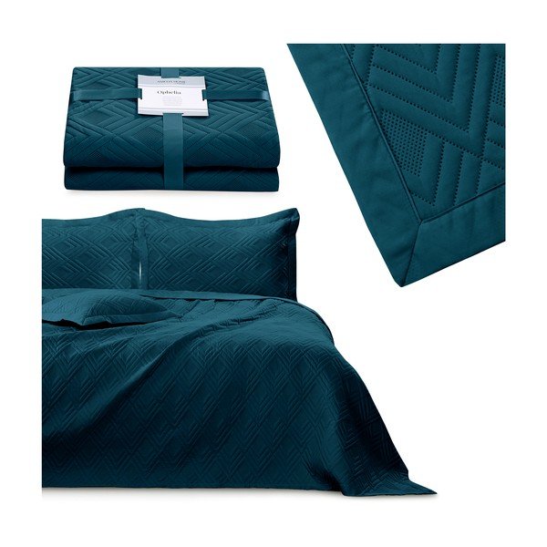 Modrozeleno prešito pregrinjalo iz mikrovlaken 220x240 cm Ophelia – Restilo-image-3