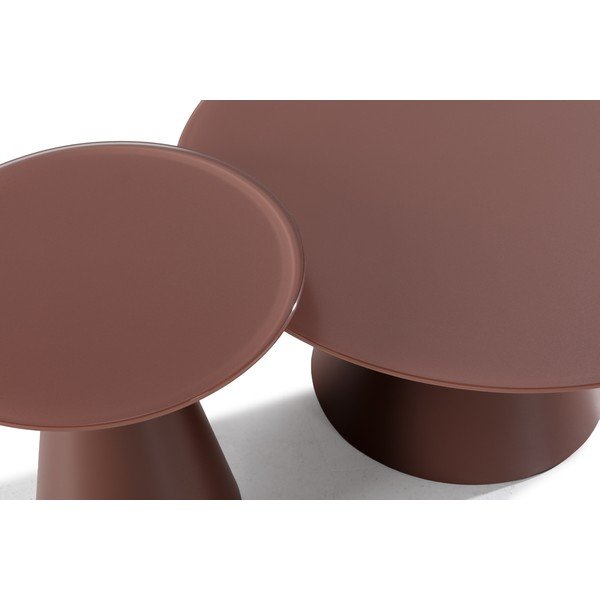 Rjave okrogle mizice v kompletu 2 ks s stekleno mizno ploščo ø 80 cm Vida – MOME-image-3