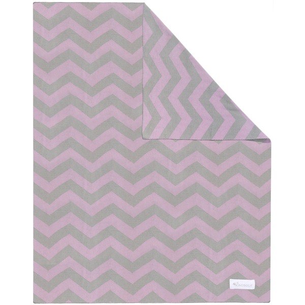 Roza-siva bombažna otroška odeja Kindsgut Zigzag, 80 x 100 cm-image-2