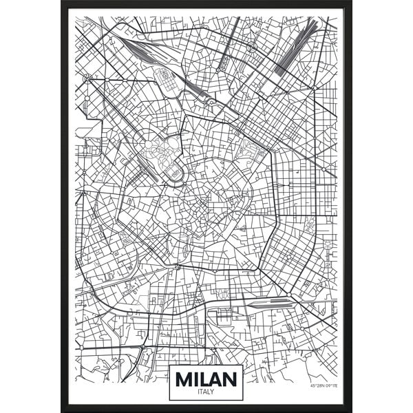 Stenski plakat v okvirju MAP/MILAN, 50 x 70 cm