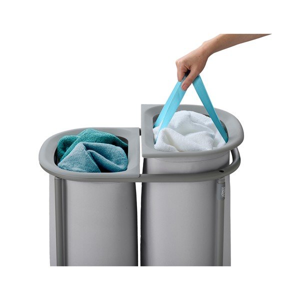 Svetlo siv tekstilni koš za perilo 2x40 l Duo – Joseph Joseph-image-3