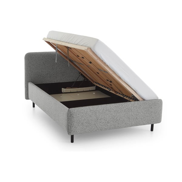 Svetlo siva oblazinjena zakonska postelja s prostorom za shranjevanje z letvenim dnom 180x200 cm Primo – Meise Möbel-image-3