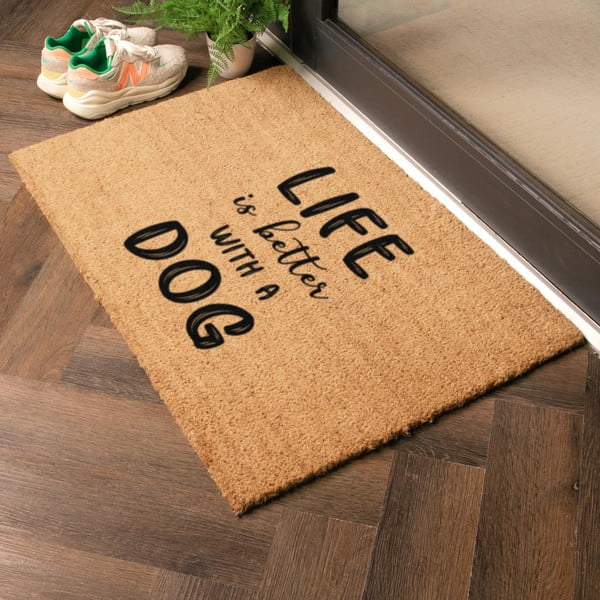 Predpražnik iz kokosovih vlaken 40x60 cm Life Is Better With a Dog – Artsy Doormats-image-1