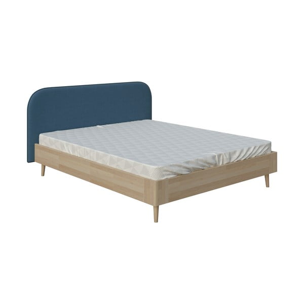Modra zakonska postelja ProSpánek Lagom Plain Wood, 160 x 200 cm