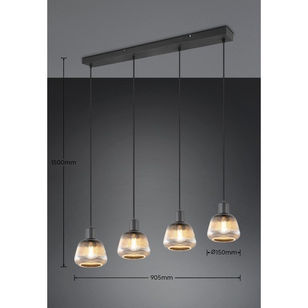 Črna viseča svetilka s steklenim senčilom ø 15 cm Tarifa – Trio-image-4