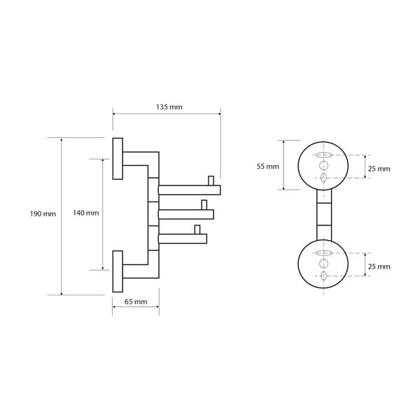 Medeninasto stensko držalo za brisače v sijajno srebrni barvi X-Round – Sapho-image-2