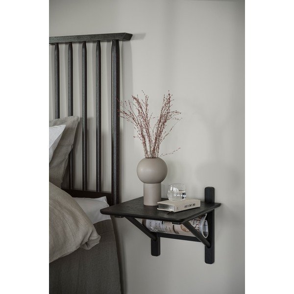 Črna nočna omarica v hrastovem dekorju s policami Camrose - Rowico-image-1