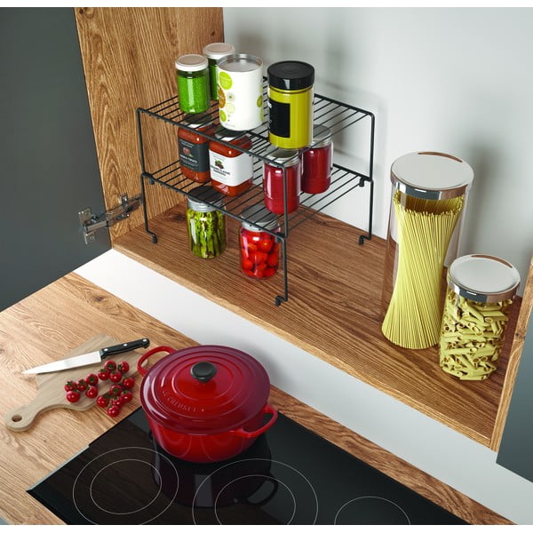 Komplet 2 črnih dodatnih polic za kuhinjo Metaltex Brooklyn Lava-image-3