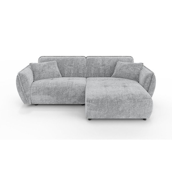 Svetlo siva kotna sedežna garnitura iz šenilje (desni kot/z ležalnikom) Nelia – Ropez