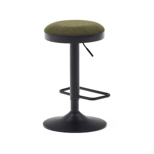 Temno zeleni oblazinjeni barski stoli v kompletu z nastavljivo višino 2 ks (višina sedeža 53,5 cm) Zaib – Kave Home-image-4