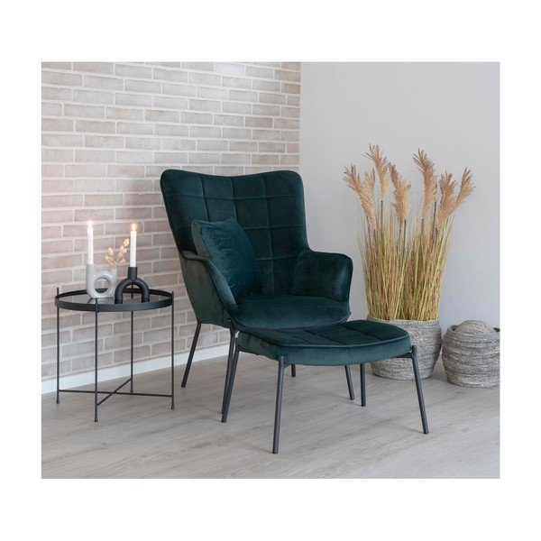 Zelen žameten fotelj Glasgow – Bonami Essentials-image-1