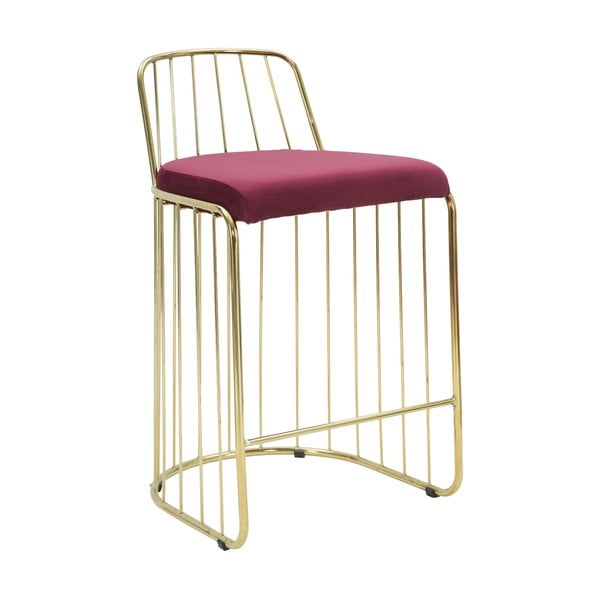 Mauro Ferretti Barski stol Cage v bordo rdeči barvi z zlato strukturo