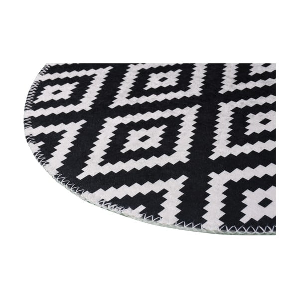 Črna/bela pralna okrogla preproga ø 120 cm – Vitaus-image-2