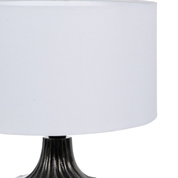 Črna/bela namizna svetilka s tekstilnim senčilom (višina 52,5 cm) – Ixia-image-1