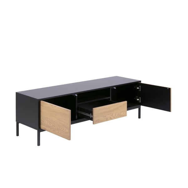 Črna TV omarica v hrastovem dekorju 140x45 cm Seaford – Actona-image-3