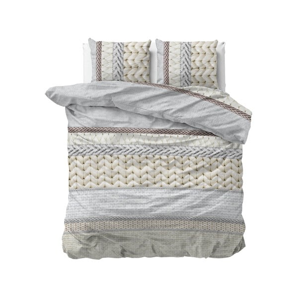 Flanelna posteljnina za zakonsko posteljo Dreamhouse Knitty, 200 x 220 cm