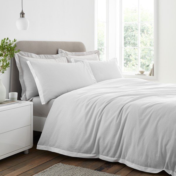 Svetlo siva 3-delna posteljnina za zakonsko posteljo iz bombažnega perkala 200x200 cm Seersucker Woven Stripe – Bianca-image-1