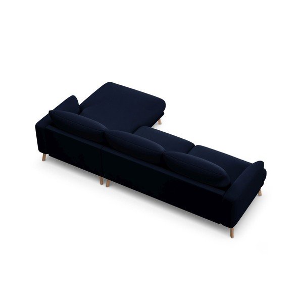 Temno modra žametna kotna sedežna garnitura (desni kot/z ležalnikom) Naomi – Micadoni -image-3