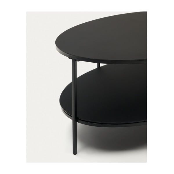 Črna mizica s stekleno mizno ploščo 65x110 cm Fideia – Kave Home-image-3