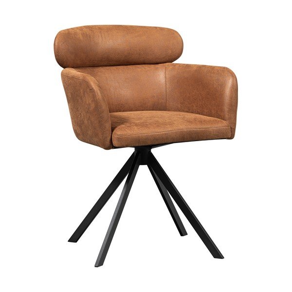 Oblazinjen jedilni stol z nasloni za roke v konjak rjavi barvi Fenne – WOOOD