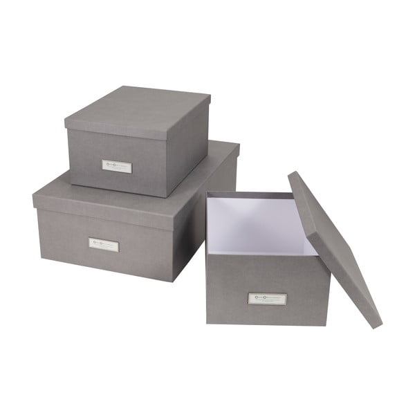 Komplet 3 sivih škatel za shranjevanje Bigso Box of Sweden Inge-image-2