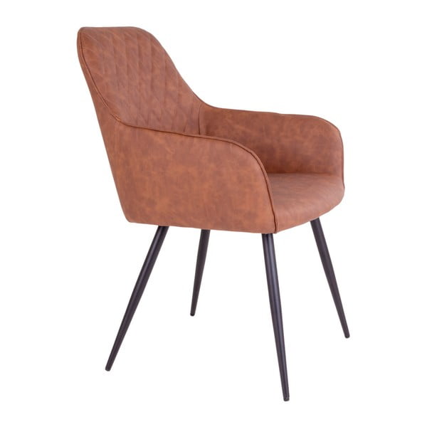 Rjavi oblazinjeni jedilni stoli v kompletu z nasloni za roke 2 ks Harbo – House Nordic-image-4