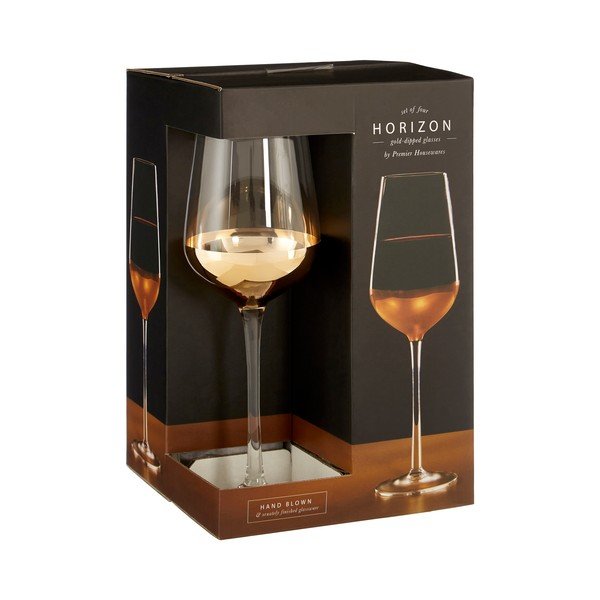 Komplet 4 kozarcev za vino z detajli v zlati barvi Premier Housewares Horizon-image-3