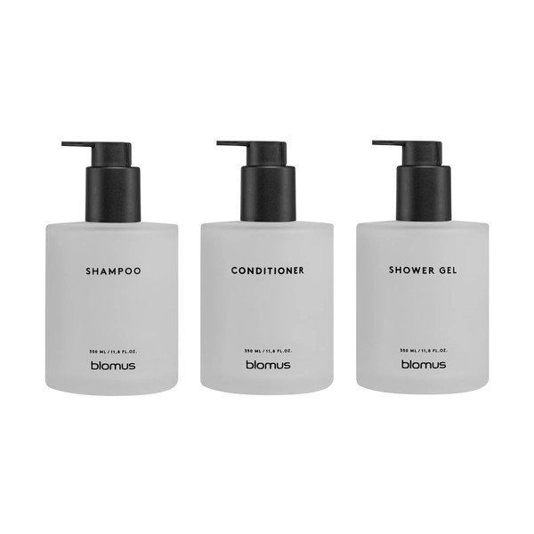 Beli stekleni stenski dozirniki za milo v kompletu 3 ks 350 ml Kirei – Blomus-image-3