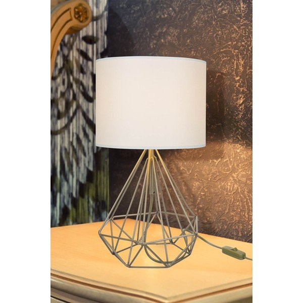 Namizna svetilka s tekstilnim senčnikom v kremno beli in zlati barvi (višina 46,5 cm) Pena - Squid Lighting-image-1