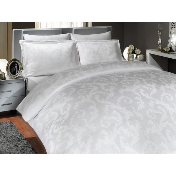 Vključeno posteljno perilo Diamond Cicek White, 200x220 cm z rjuho