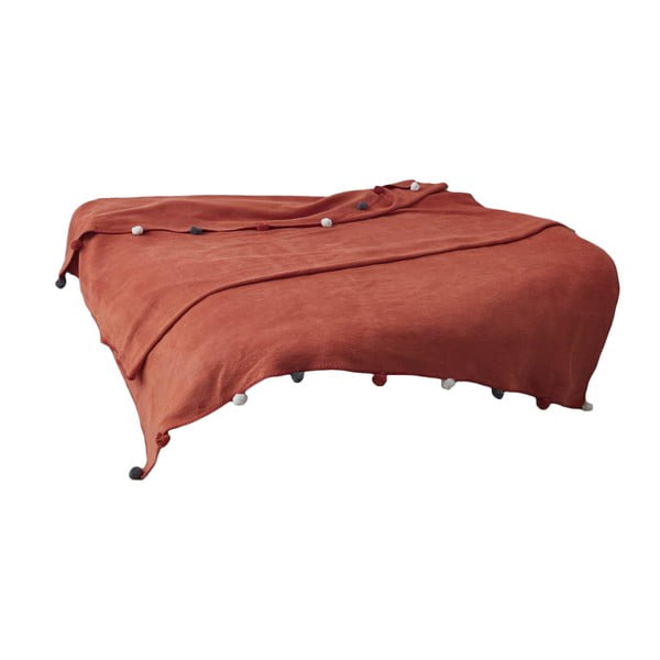 Opečnato oranžno pregrinjalo iz flisa 150x200 cm Pom Pom – Mijolnir