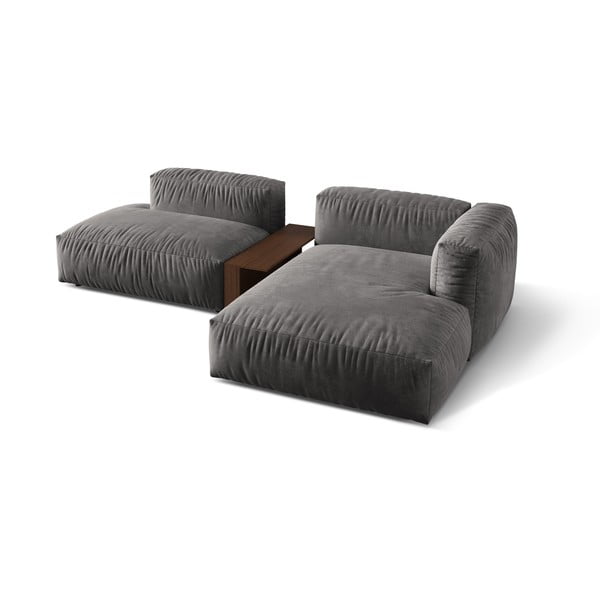 Siva žametna kotna sedežna garnitura (desni kot/z ležalnikom) Martina – Micadoni -image-2