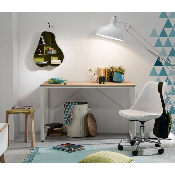 Bela pisalna miza z leseno ploščo Kave Home Lisbet-image-2