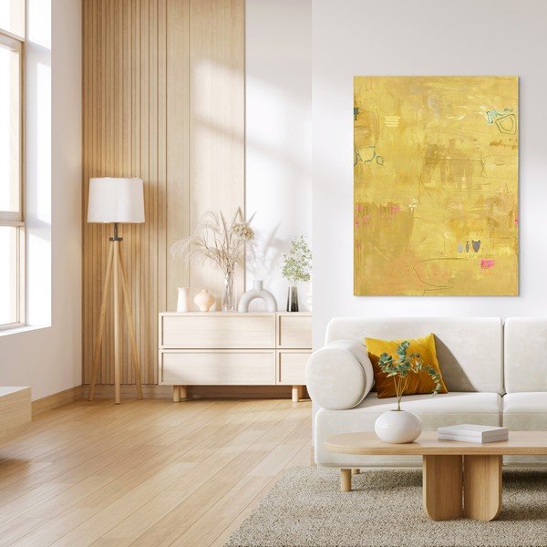 Ročno naslikana slika na platnu 88x118 cm Yellow Petite – Malerifabrikken-image-1