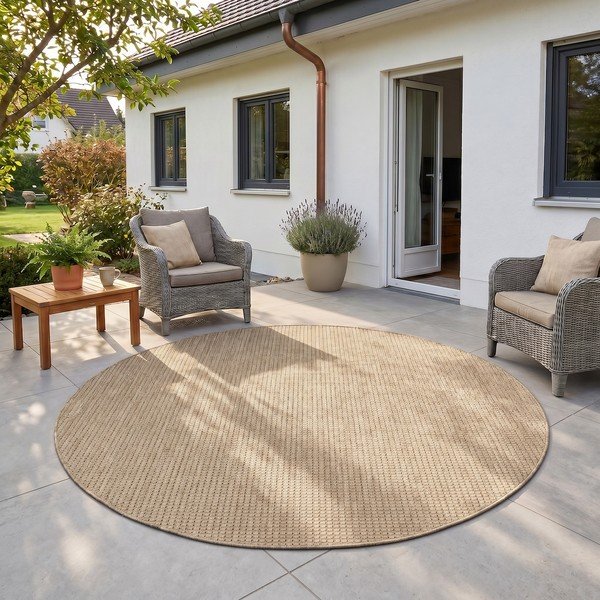 Bež okrogla notranja in zunanja preproga ø 160 cm Mira 1450 – Ayyildiz Carpets-image-1