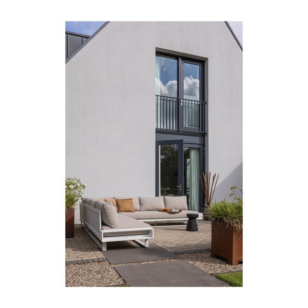 Belo-siv aluminijast vrtni kavč (levi kot) Flint – Exotan-image-2