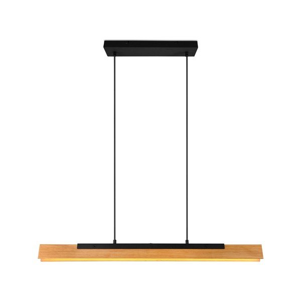 Mat črna LED viseča svetilka z lesenim senčilom Kerala – Trio