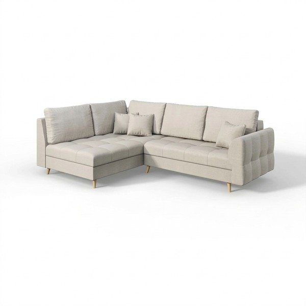 Kremno bela kotna sedežna garnitura (z levim kotom) Ariella – Ropez