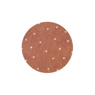 Opečnato oranžna pralna ročno tkana bombažna otroška preproga ø140 cm Round Dot Chestnut – Lorena Canals