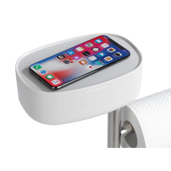 Belo/srebrno stojalo za WC papir z WC ščetko iz nerjavečega jekla Rivazza – Wenko-image-2