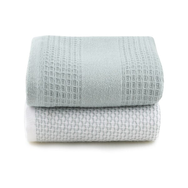 Mentolno zelene/sive vafel brisače v kompletu 2 ks 40x60 cm Betty – Foutastic-image-3